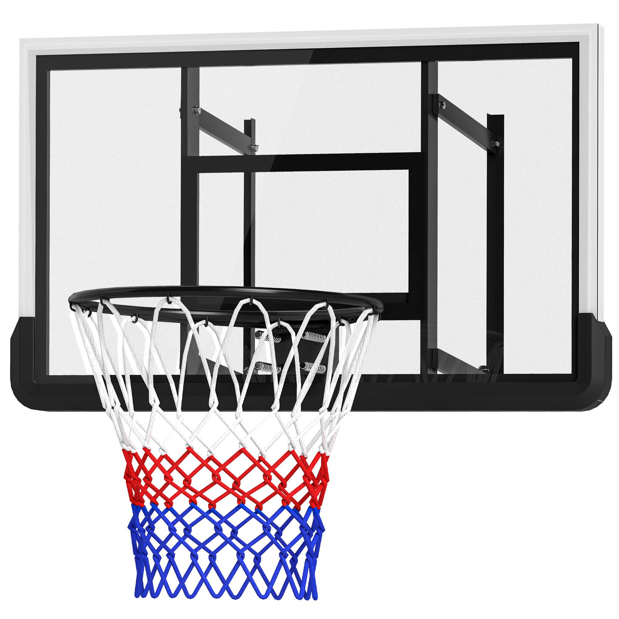ComfortXL - Panier de basket mural acier et plastique noir 110 x 70 cm intérieur extérieur hauteur réglable anneau à ressort - Image 2