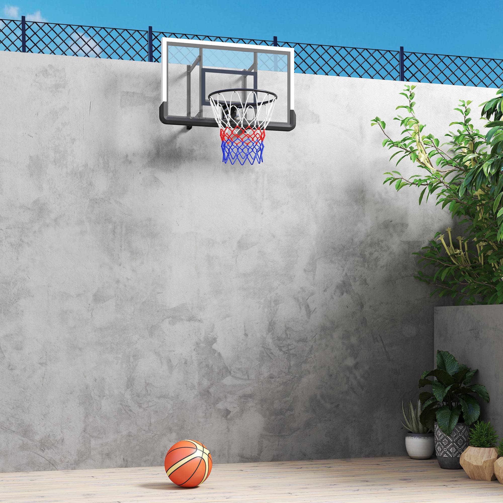 ComfortXL - Panier de basket mural acier et plastique noir 110 x 70 cm intérieur extérieur hauteur réglable anneau à ressort - Image 8