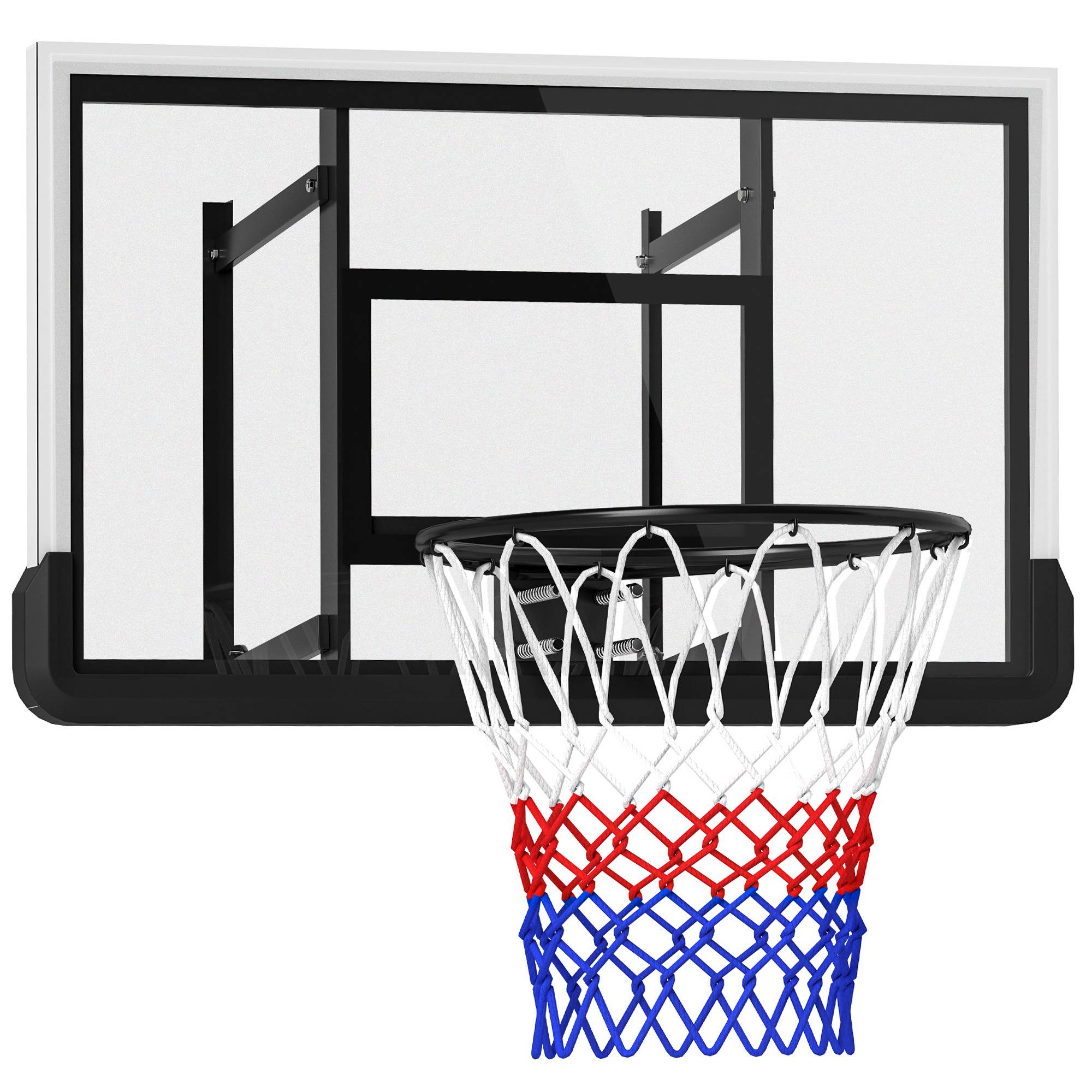 ComfortXL - Panier de basket mural acier et plastique noir 110 x 70 cm intérieur extérieur hauteur réglable anneau à ressort - Image 9