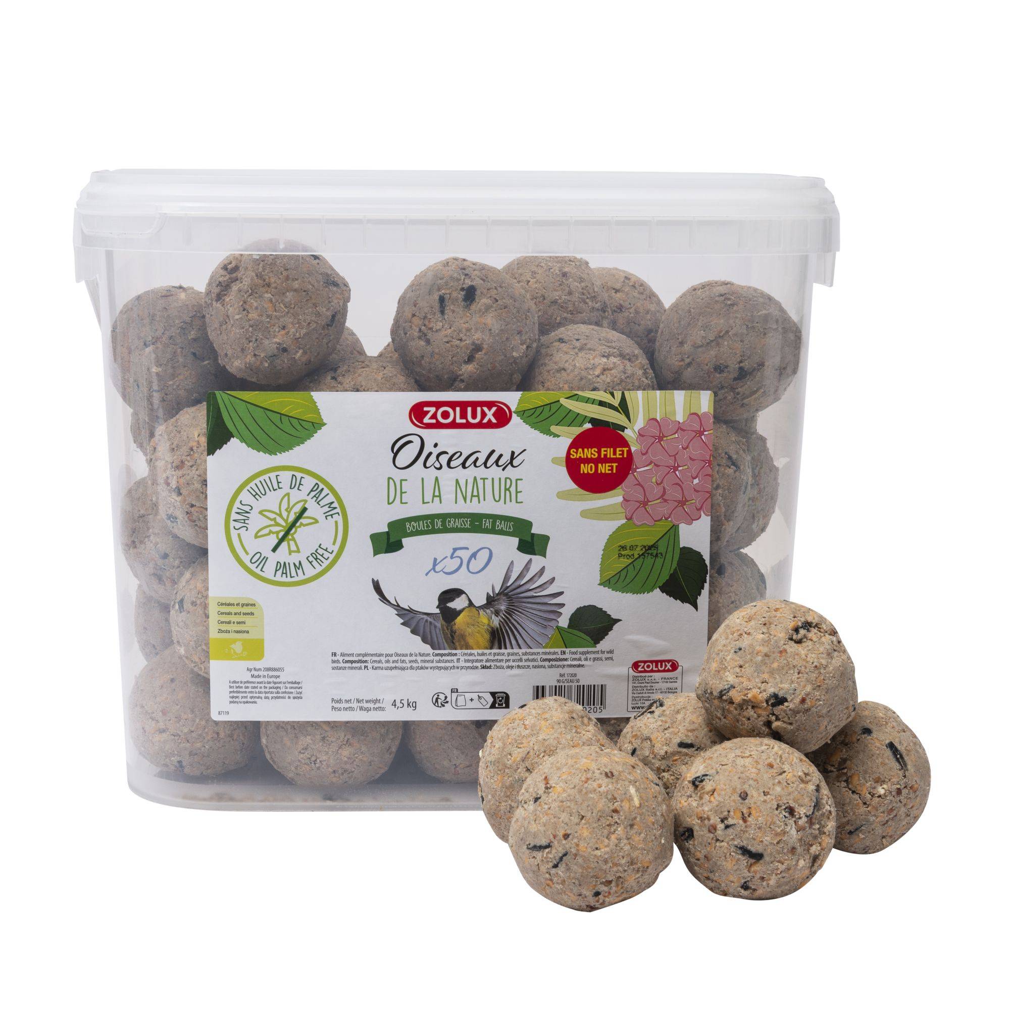 Boules de graisse pour oiseaux 90gr  50 pcs  Zolux - Image 1