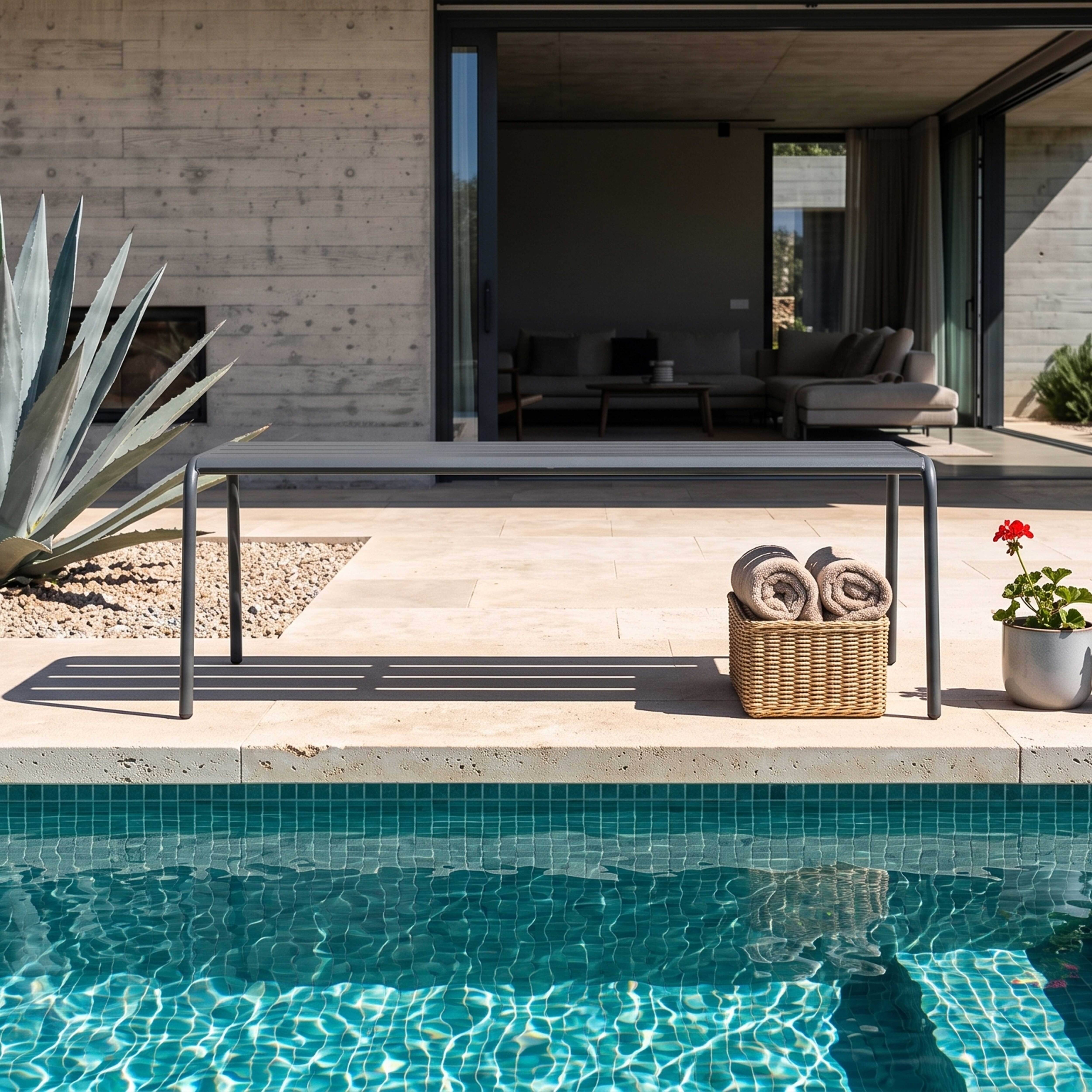 Oviala - Banc de jardin en acier anthracite Palavas - Oviala - Image 3