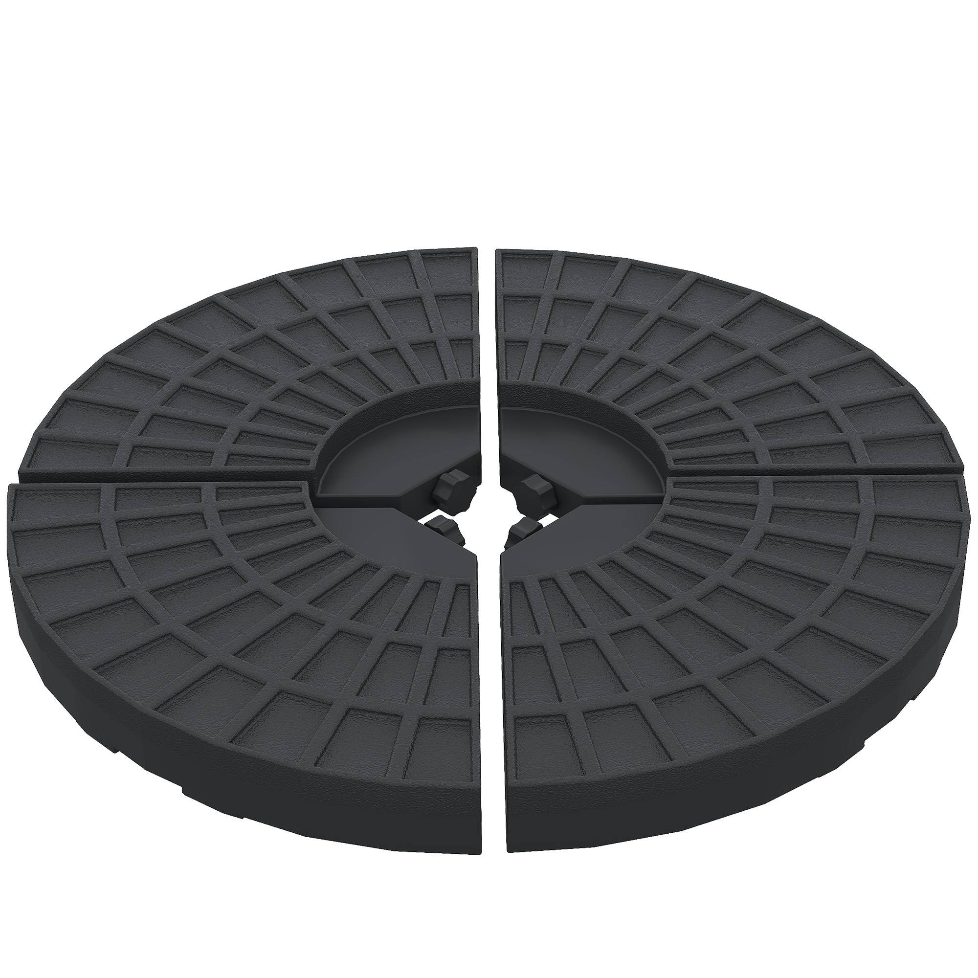 Poids base parasol 4 pieces remplissable eau 52 L sable 60 kg ou mixte 70 kg, base croix, noir - Image 2