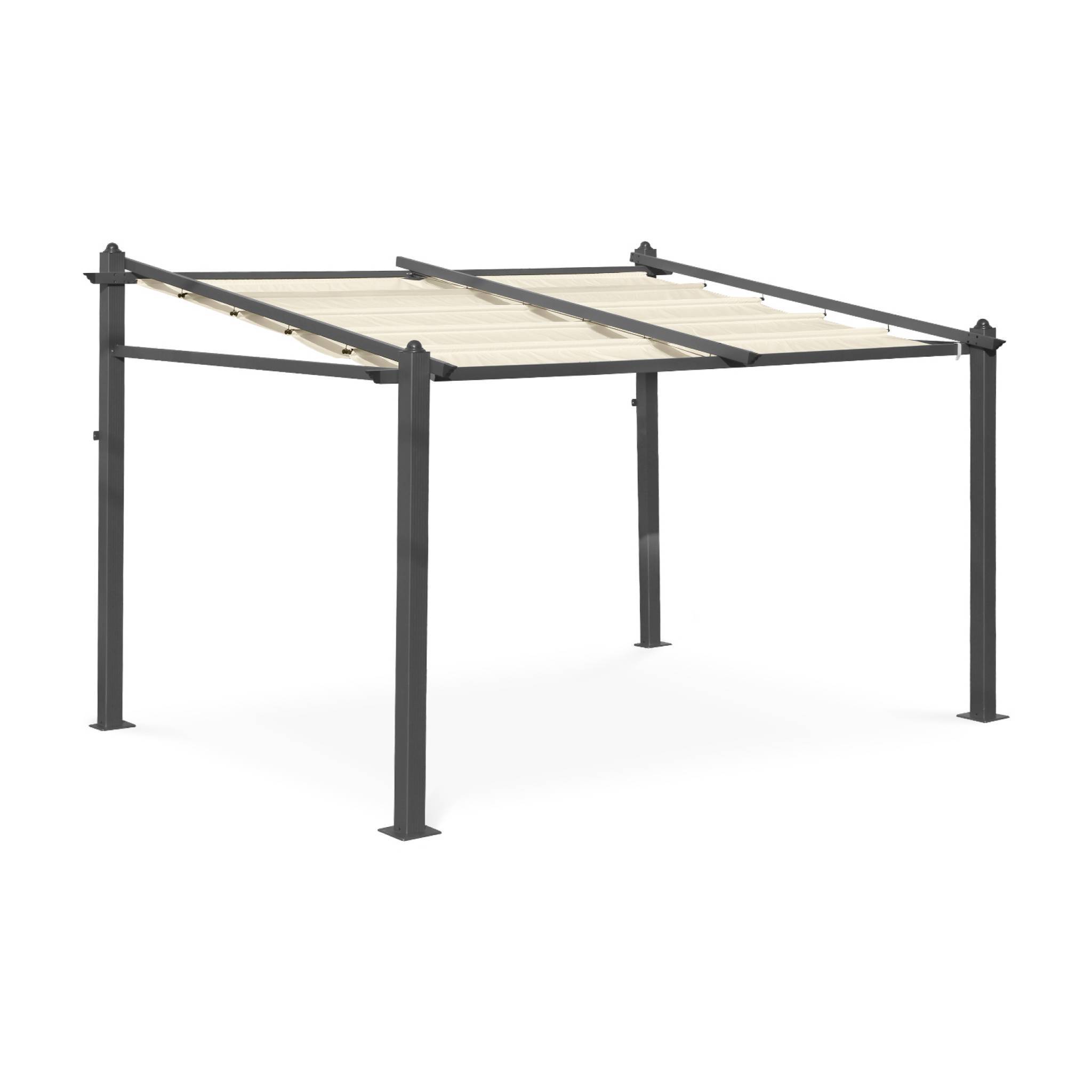 Pergola murale en aluminium - Murum 3x4m - Tonnelle Toile ecru | sweeek - Image 1