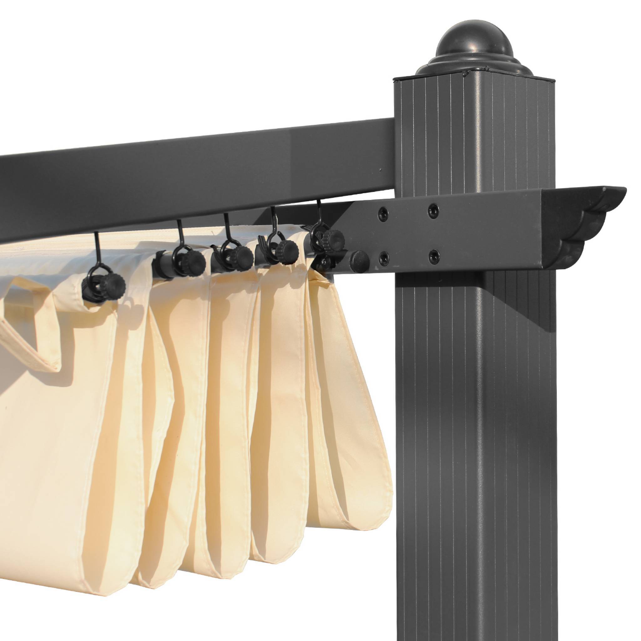 Pergola murale en aluminium - Murum 3x4m - Tonnelle Toile ecru | sweeek - Image 3
