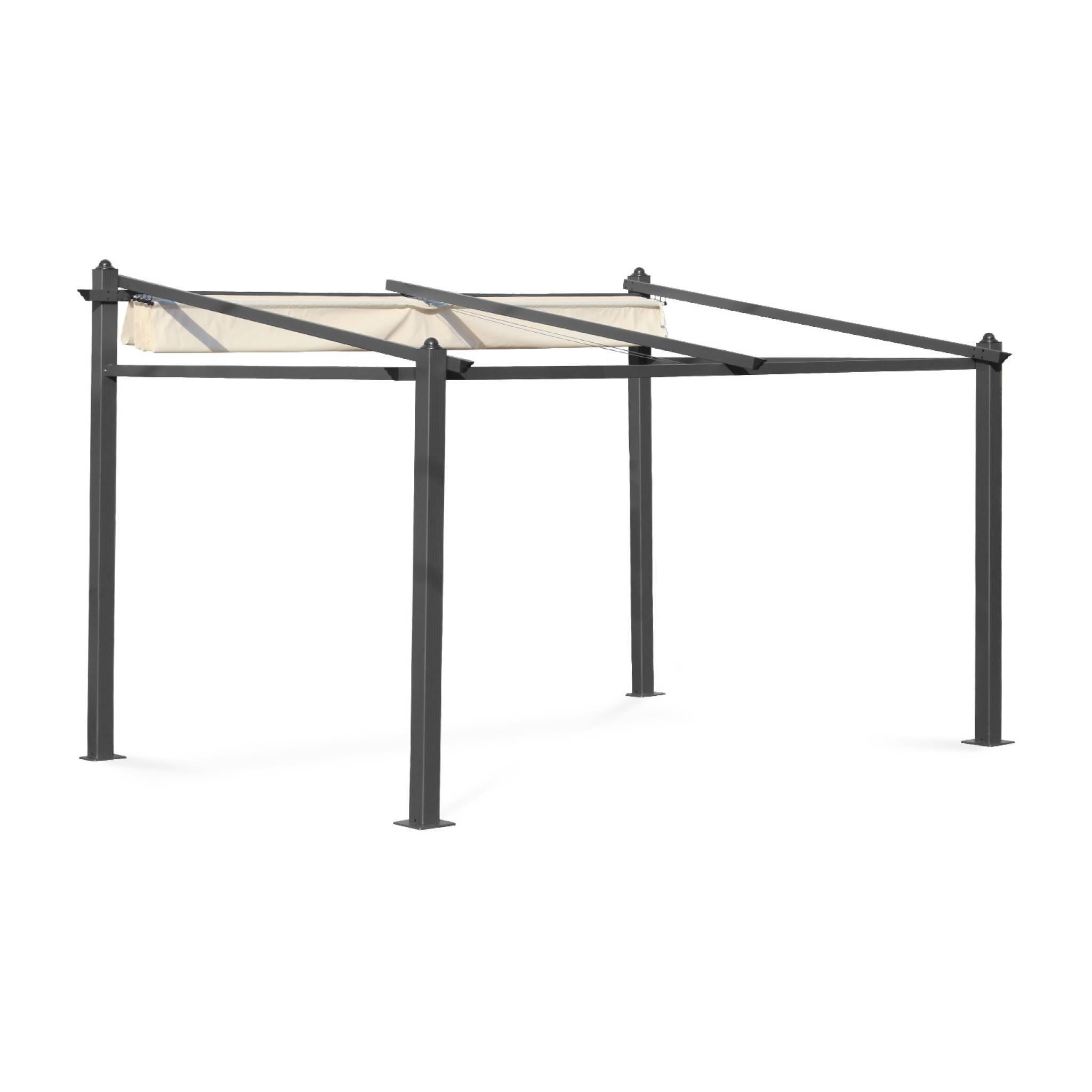 Pergola murale en aluminium - Murum 3x4m - Tonnelle Toile ecru | sweeek - Image 2