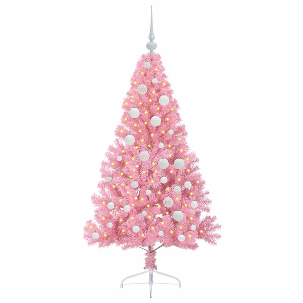 Vidaxl - Sapin de Noël artificiel pré-éclairé Rose 120 cm PVC vidaXL 3397053 - Image 4