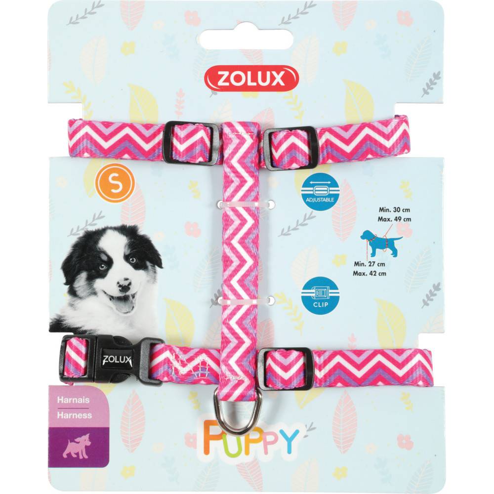 Harnais S puppy PIXIE rose 13 mm 27 à 42 cm pour chiot - Image 1