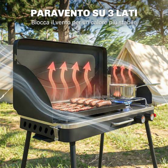 Barbecue portable 2 en 1 au propane avec grill et réchaud, 7 kW, noir - Image 9