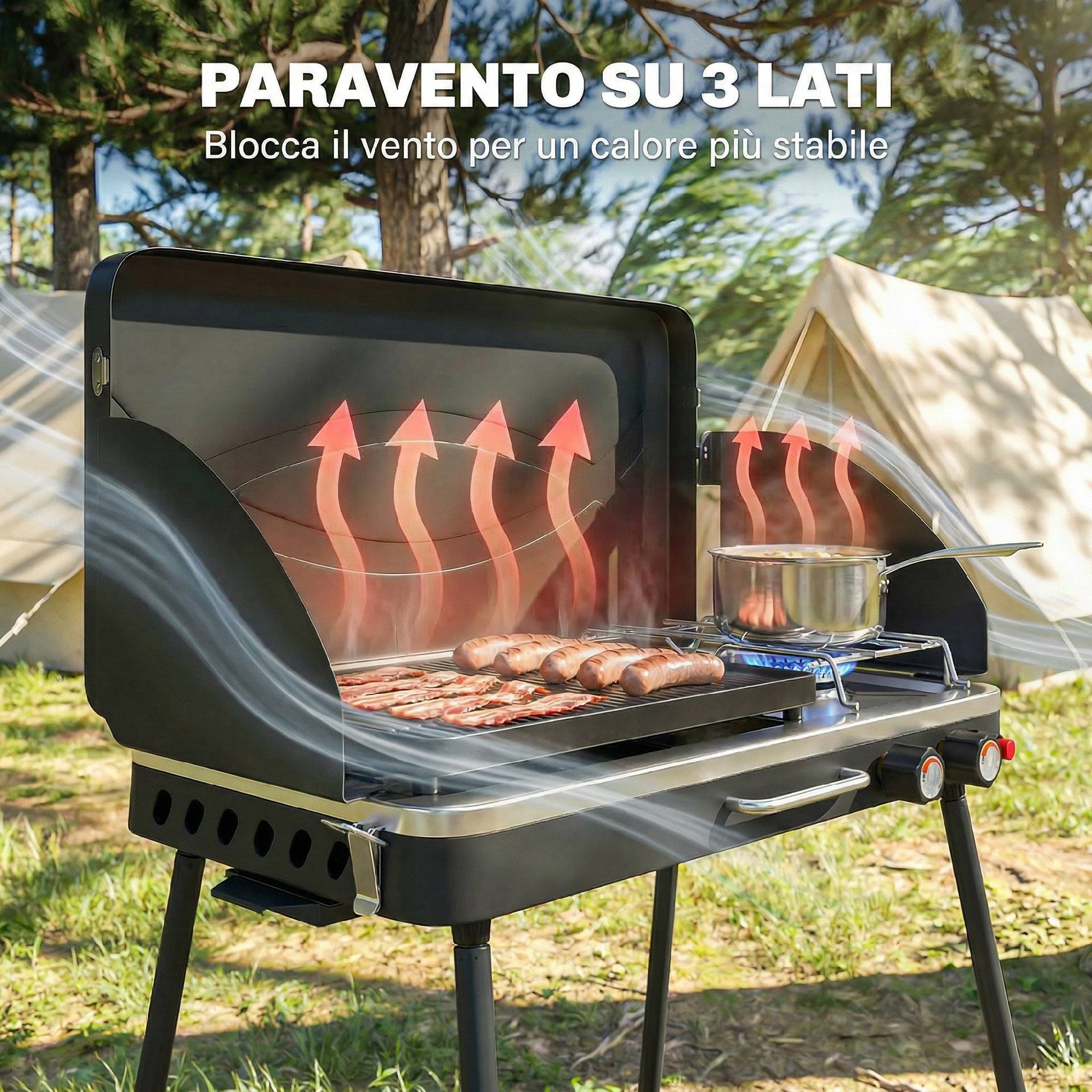 Barbecue portable 2 en 1 au propane avec grill et réchaud, 7 kW, noir - Image 9