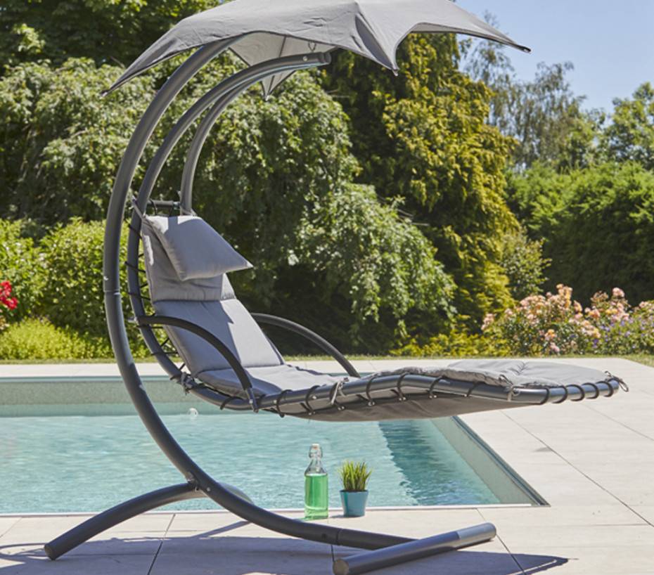 Ozalide - Transat de jardin suspendu  gris anthracite  BENDIGO - Image 1
