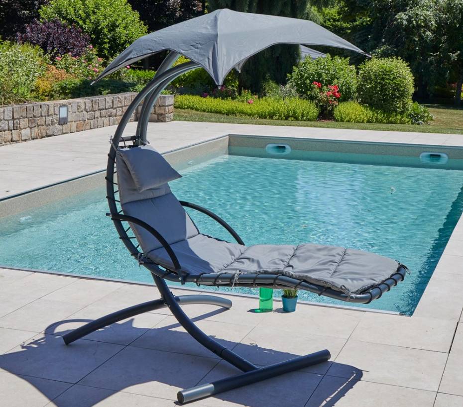 Ozalide - Transat de jardin suspendu  gris anthracite  BENDIGO - Image 3