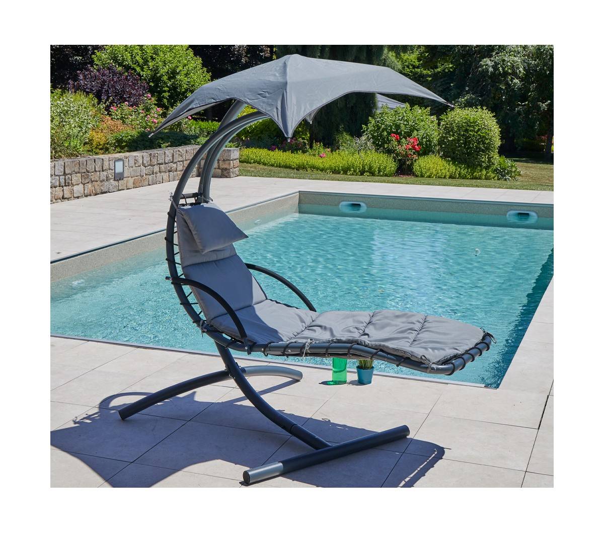 Ozalide - Transat de jardin suspendu  gris anthracite  BENDIGO - Image 4
