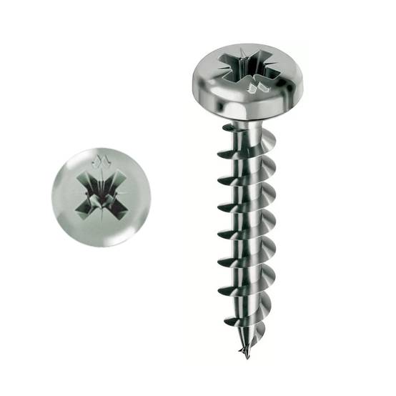 Vis MUSTAD Panelvit Chromiting - Tête cylindrique - PZ2 - Filetage total - Ø5x40mm - Boite de 500 - PVACZC500400C8C - Image 1