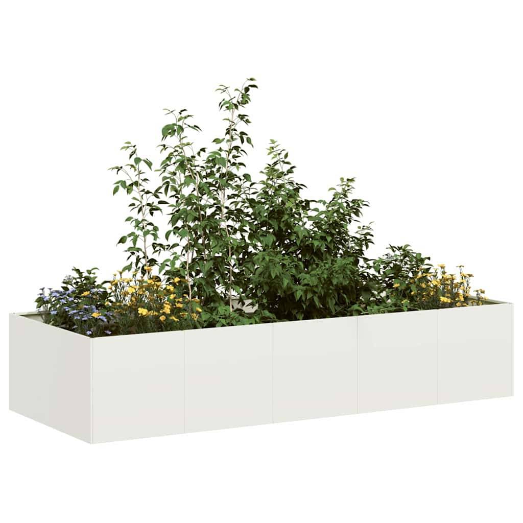 Potager surélevé Acier rectangulaire pour Jardin Terrasse Blanc 200x80x40 cm – ComfortXL Outdoor Living - Image 1