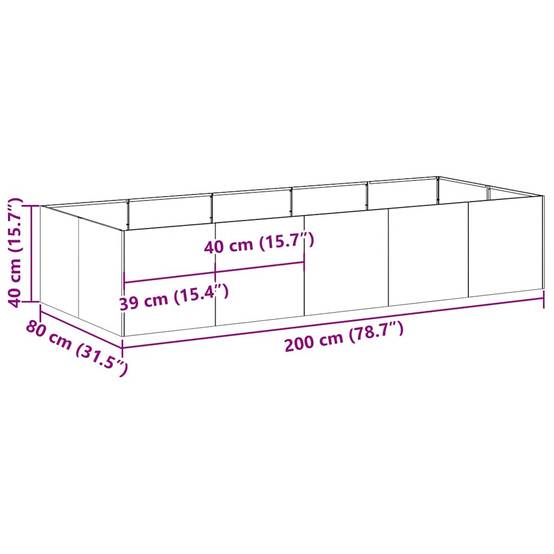 Potager surélevé Acier rectangulaire pour Jardin Terrasse Blanc 200x80x40 cm – ComfortXL Outdoor Living - Image 9