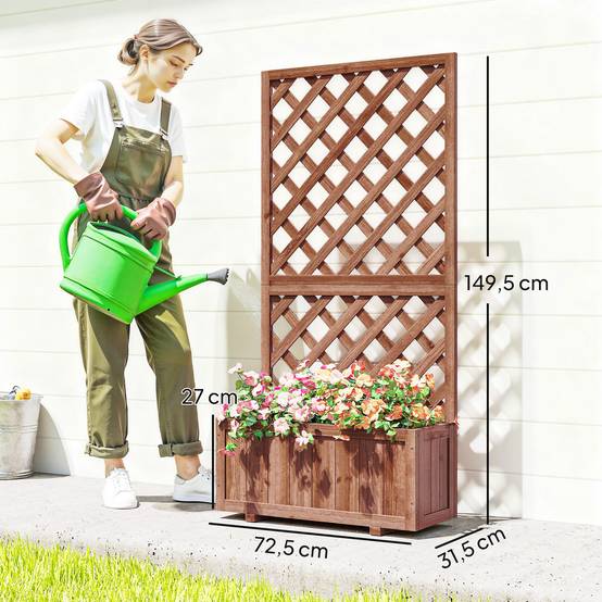 Jardinière sur pied treillis bois sapin jardin balcon intimité préservée 72x31x149cm orange - ComfortXL Outdoor Living - Image 5