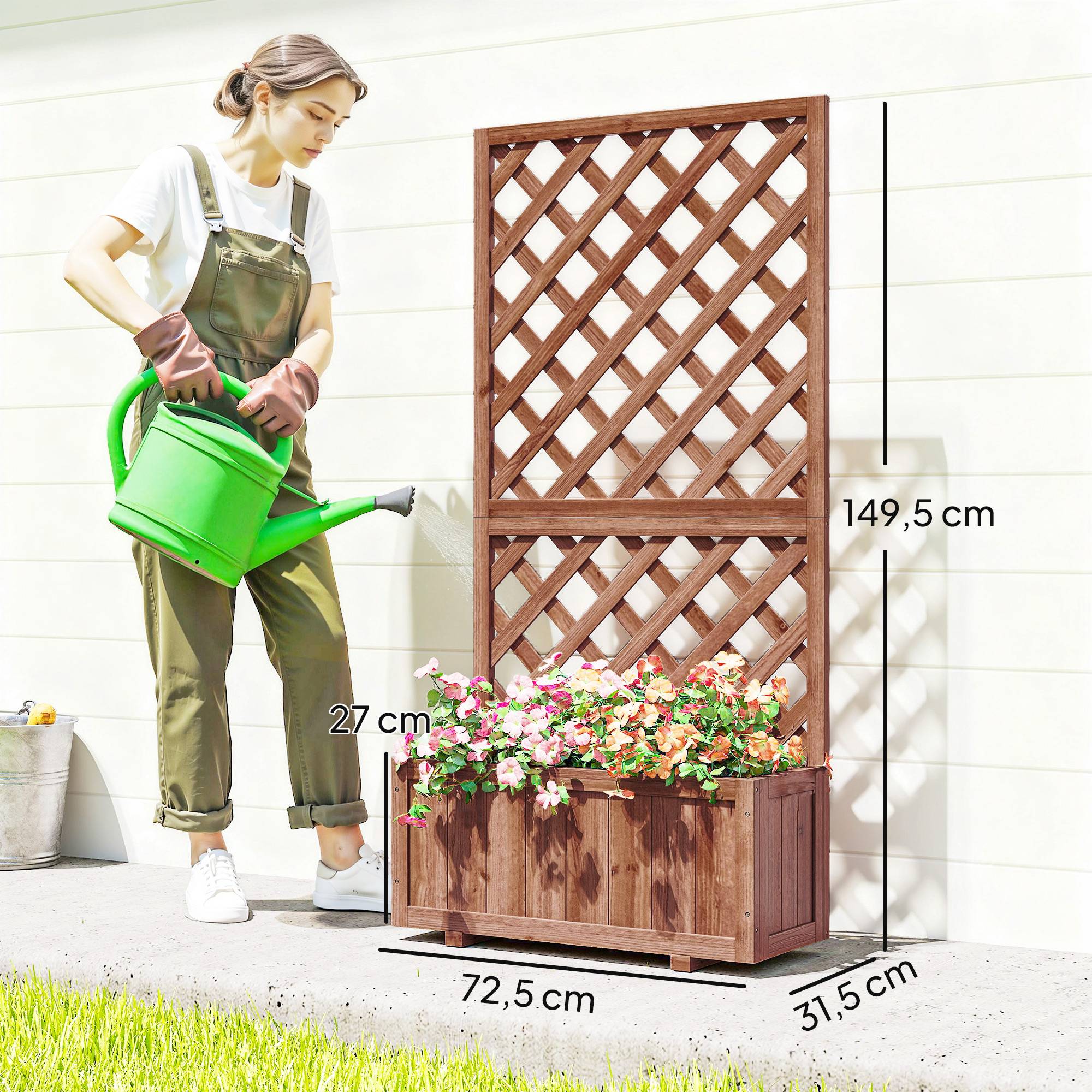 Jardinière sur pied treillis bois sapin jardin balcon intimité préservée 72x31x149cm orange - ComfortXL Outdoor Living - Image 5