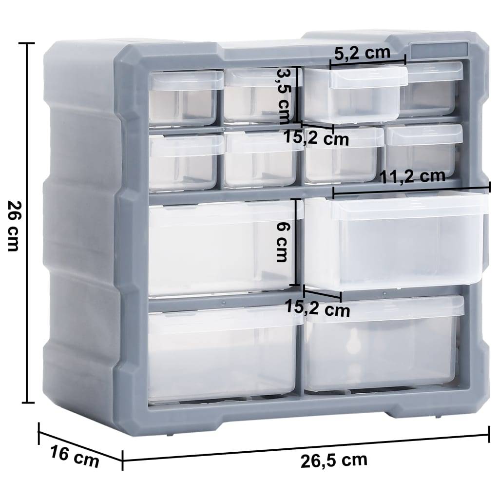 Helloshop26 - Organisateurs multi-tiroirs avec 12 tiroirs 2 pièces 26,5 cm - Image 5