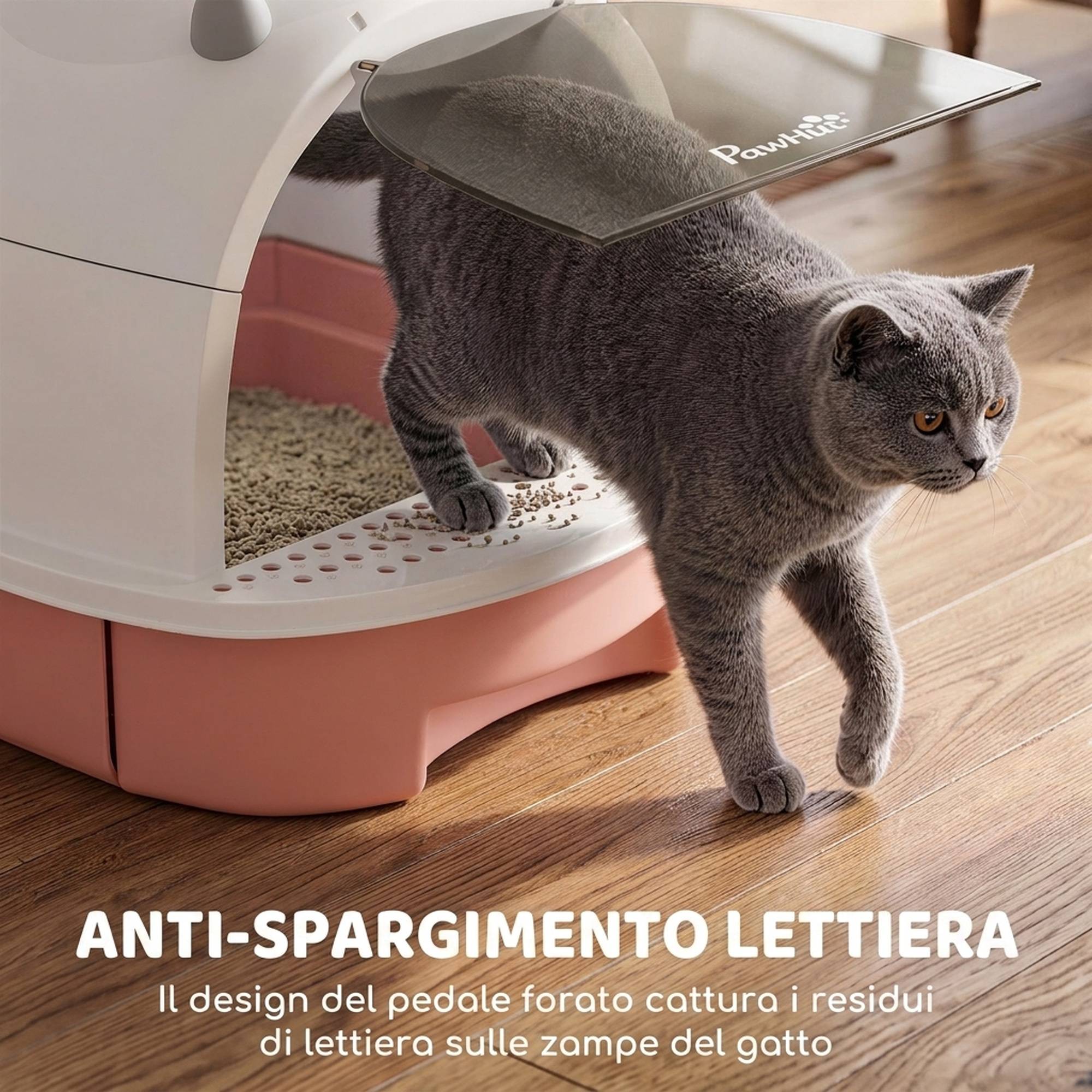 ComfortXL - Maison de toilette pour chat en polypropylène rose 52 cm avec tiroir et filtre à charbon actif anti-odeurs - Image 6