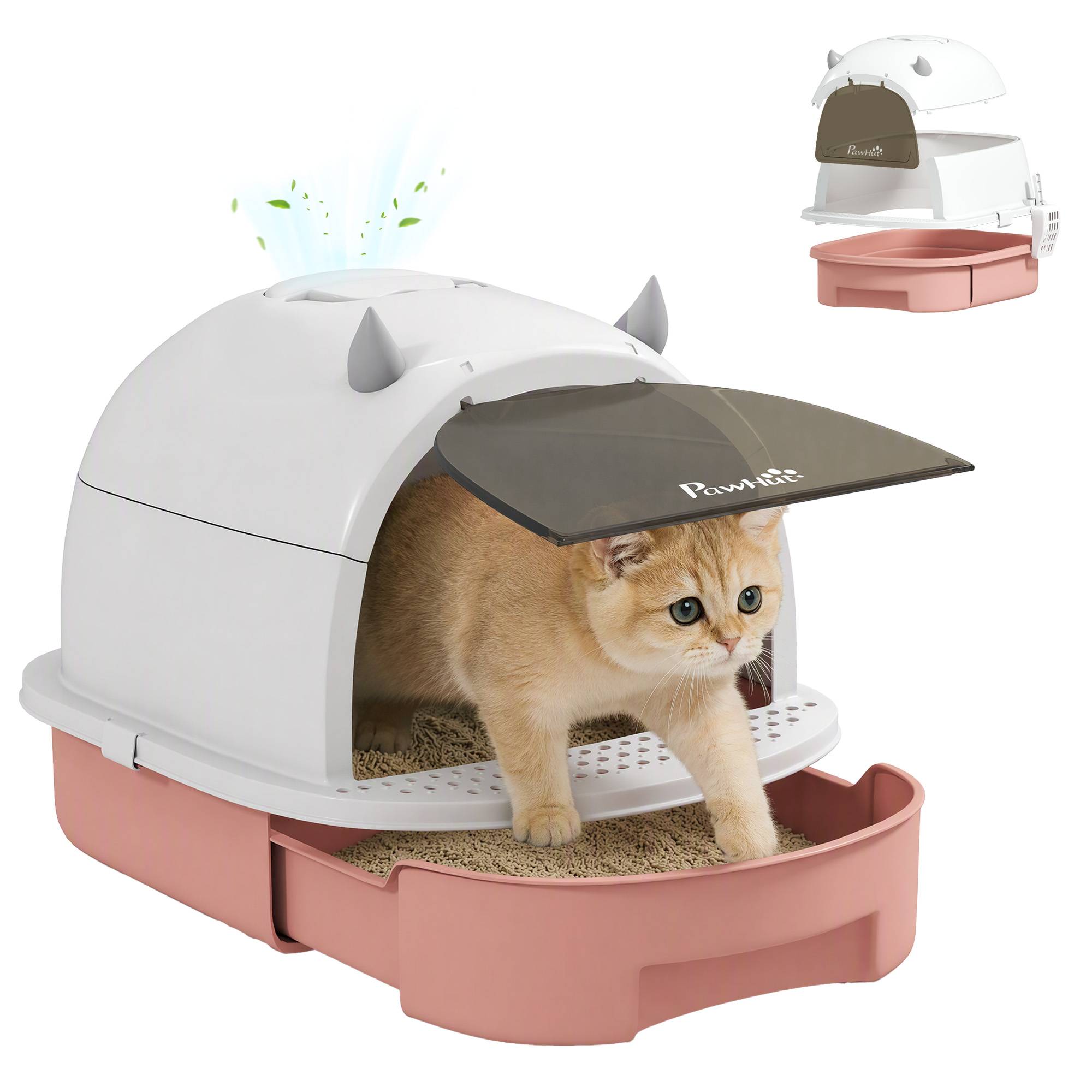 ComfortXL - Maison de toilette pour chat en polypropylène rose 52 cm avec tiroir et filtre à charbon actif anti-odeurs - Image 2