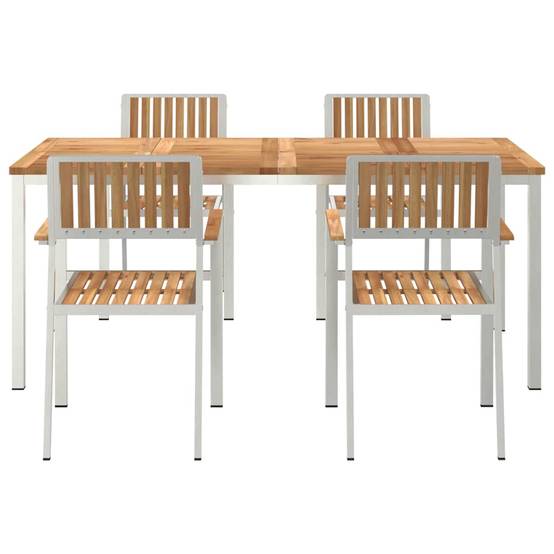 Ensemble de repas extérieur 5 pcs Bois de Teck Massif Marron 180 x 90 x 75 cm - PANGIVO - Image 7