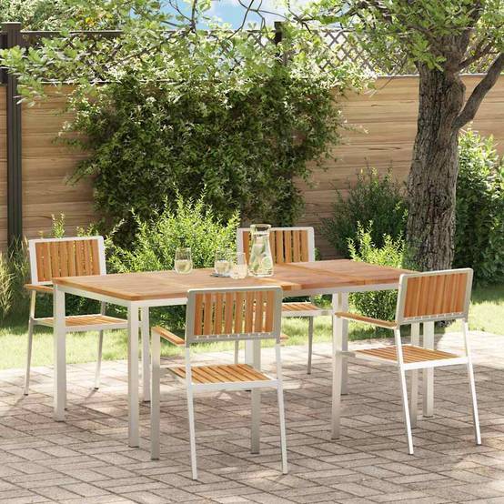 Ensemble de repas extérieur 5 pcs Bois de Teck Massif Marron 180 x 90 x 75 cm - PANGIVO - Image 1