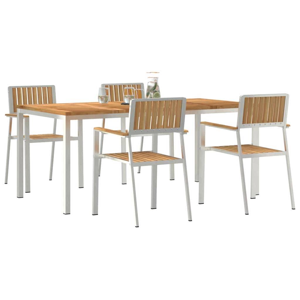Ensemble de repas extérieur 5 pcs Bois de Teck Massif Marron 180 x 90 x 75 cm - PANGIVO - Image 3