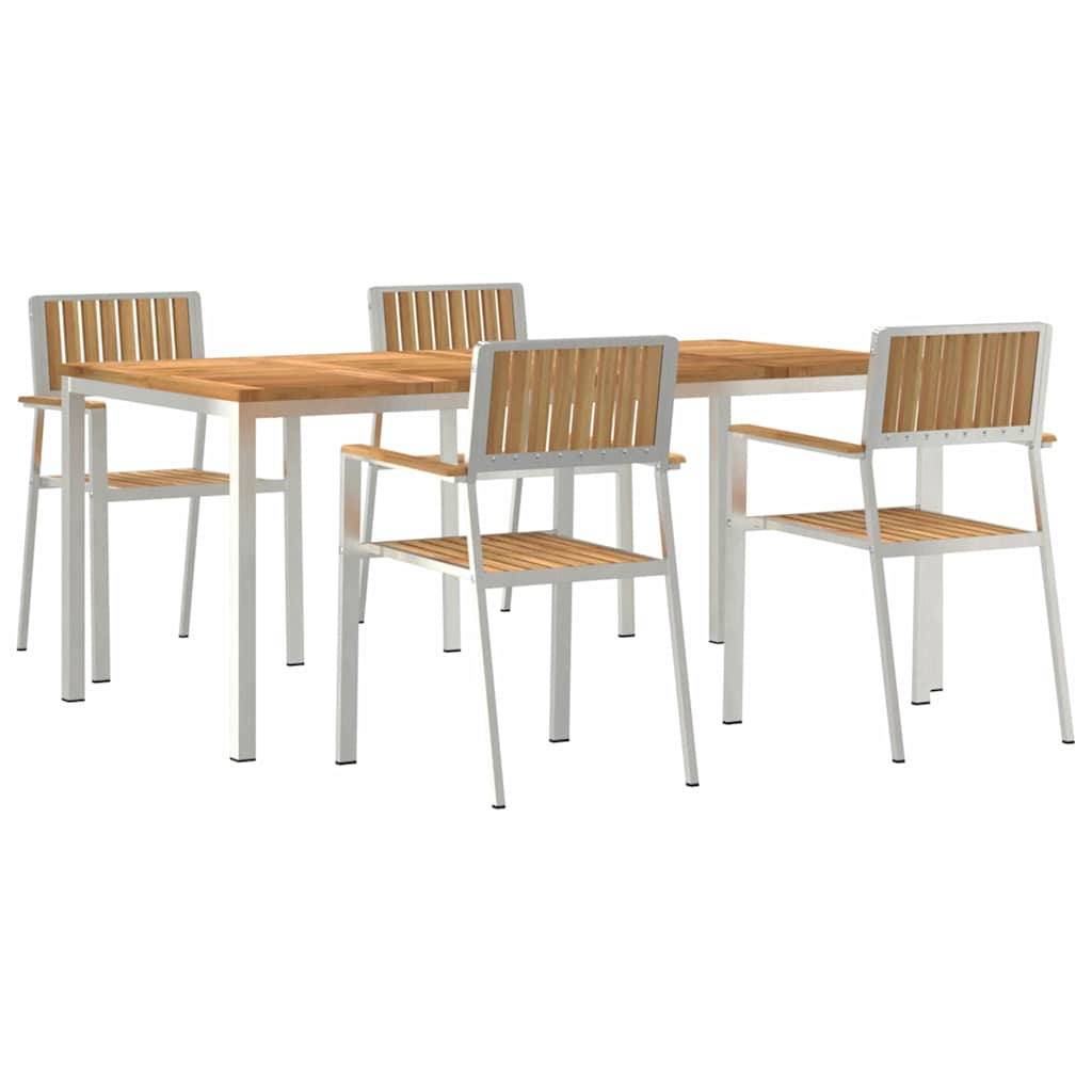 Ensemble de repas extérieur 5 pcs Bois de Teck Massif Marron 180 x 90 x 75 cm - PANGIVO - Image 2