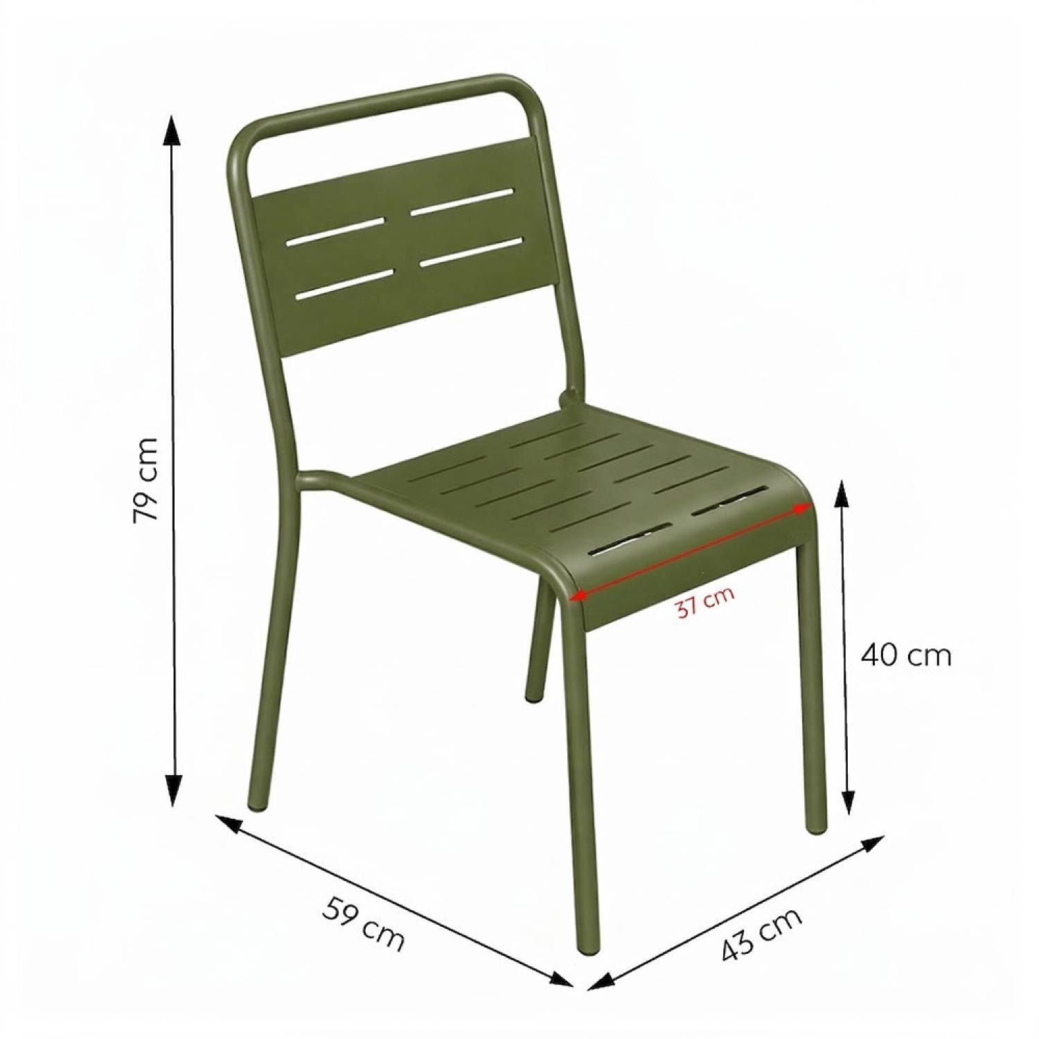 Concept Usine - Lot de 6 chaises de jardin empilables vertes BERGAME - Image 3