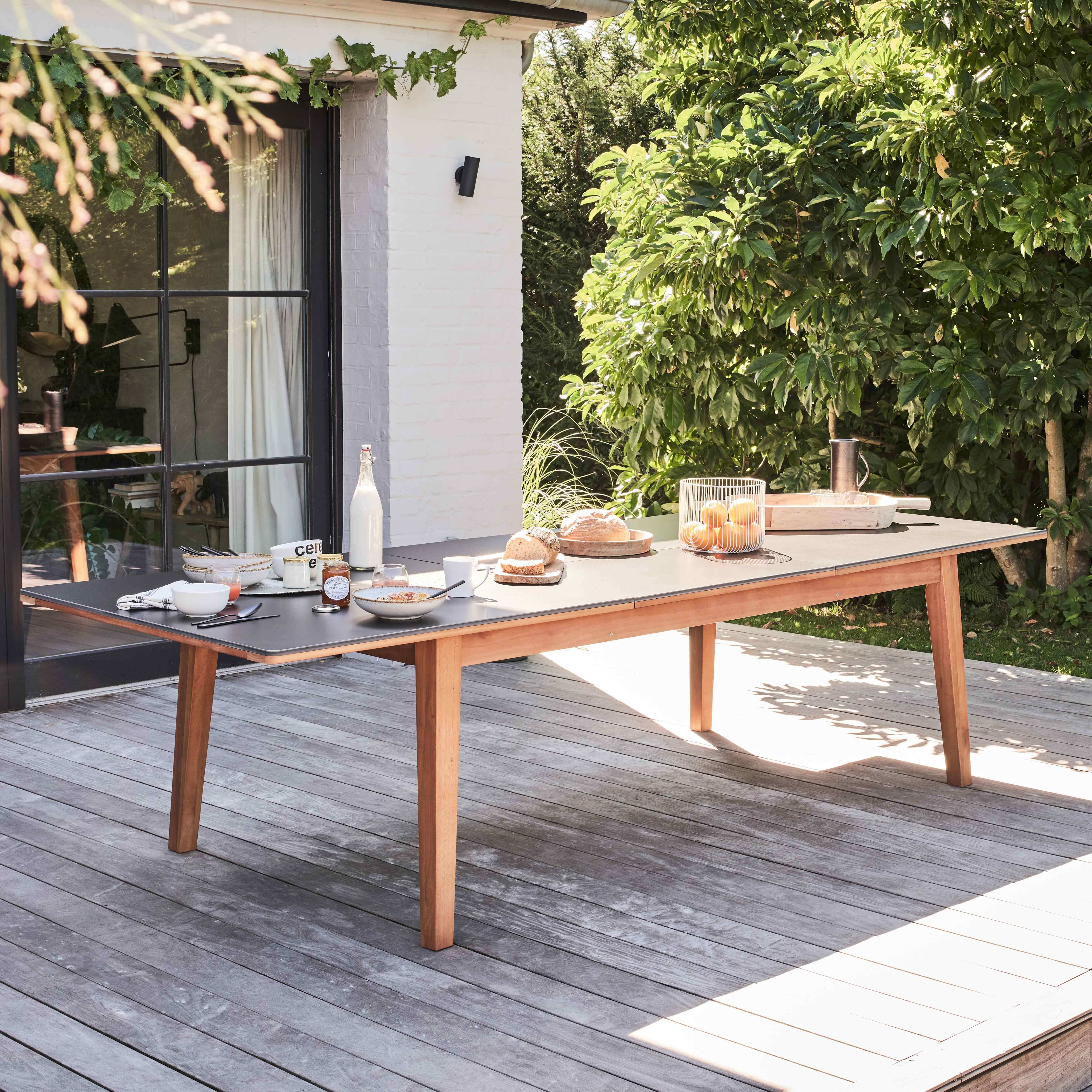 Oviala - Table de jardin extensible bois d'eucalyptus 220-300cm 8 à 12 places Arles - Oviala - Image 2