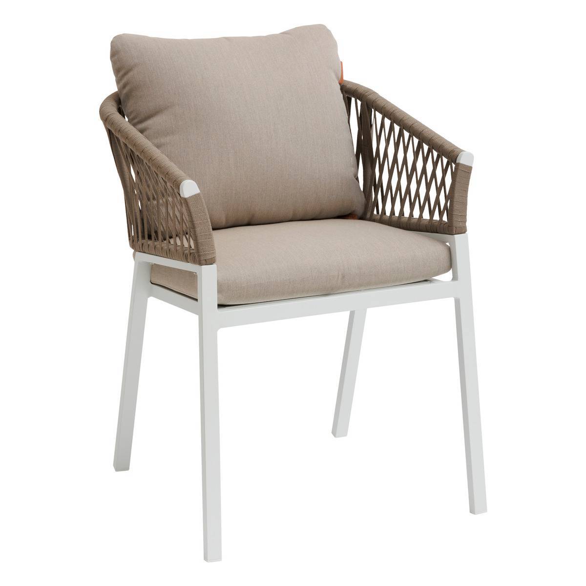 Hesperide - Lot de 2 fauteuils de jardin "Oriengo" taupe & blanc en aluminium et mailles tressées - Hespéride - Image 2