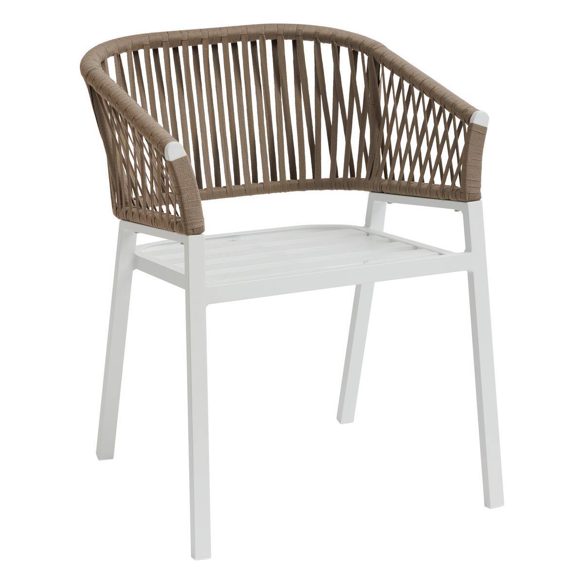 Hesperide - Lot de 2 fauteuils de jardin "Oriengo" taupe & blanc en aluminium et mailles tressées - Hespéride - Image 3