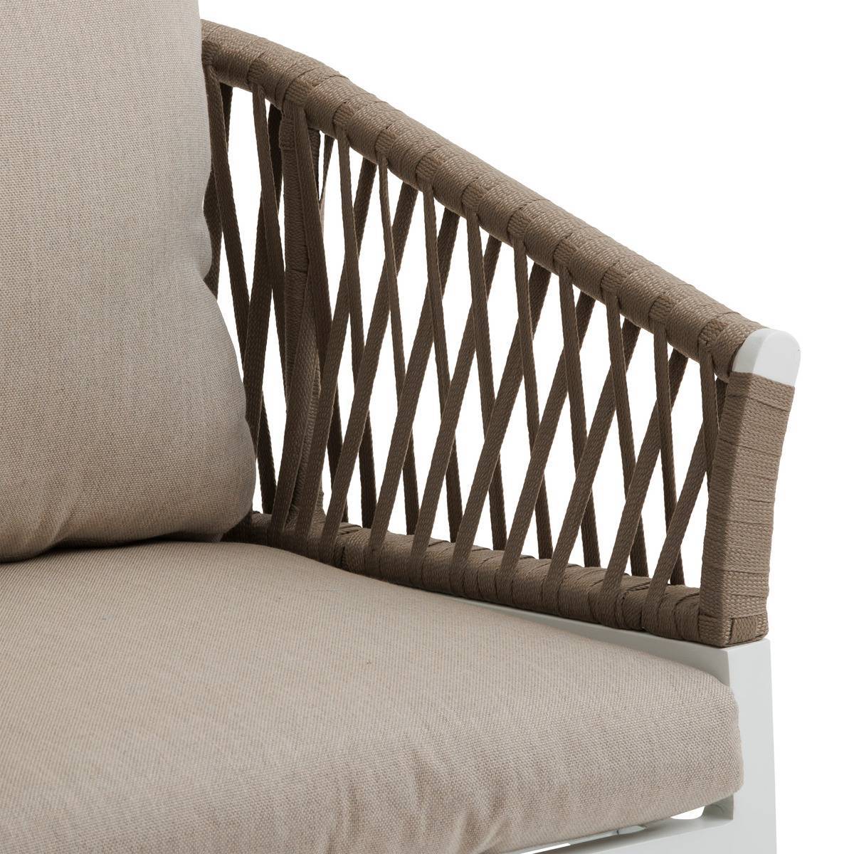 Hesperide - Lot de 2 fauteuils de jardin "Oriengo" taupe & blanc en aluminium et mailles tressées - Hespéride - Image 5