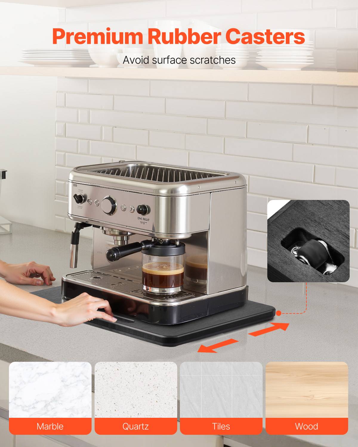 VEVOR Plateau Coulissant pour Appareils Électroménagers Cuisine 26,7x33 cm Noir - Image 5