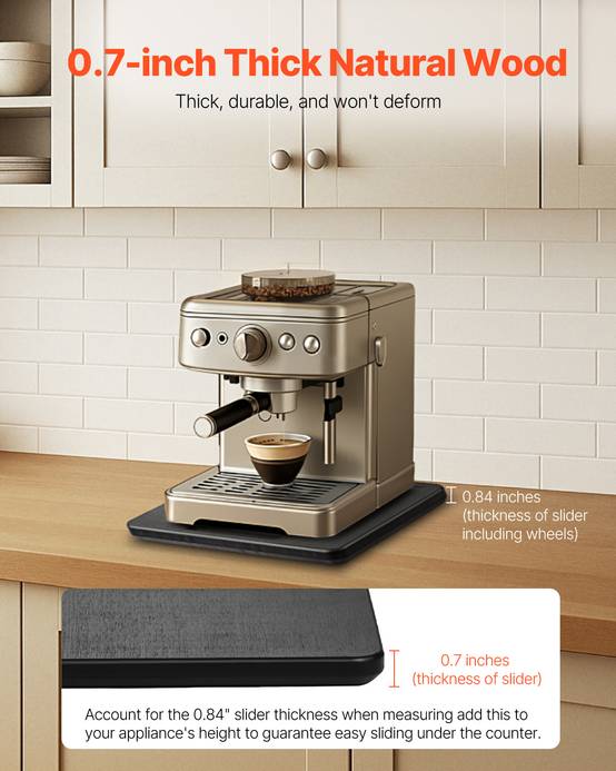 VEVOR Plateau Coulissant pour Appareils Électroménagers Cuisine 26,7x33 cm Noir - Image 4