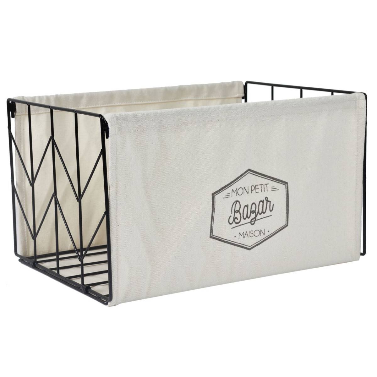 The Home Deco Factory - Bac de Rangement "Mon Petit Bazar" 38cm Noir - Image 1