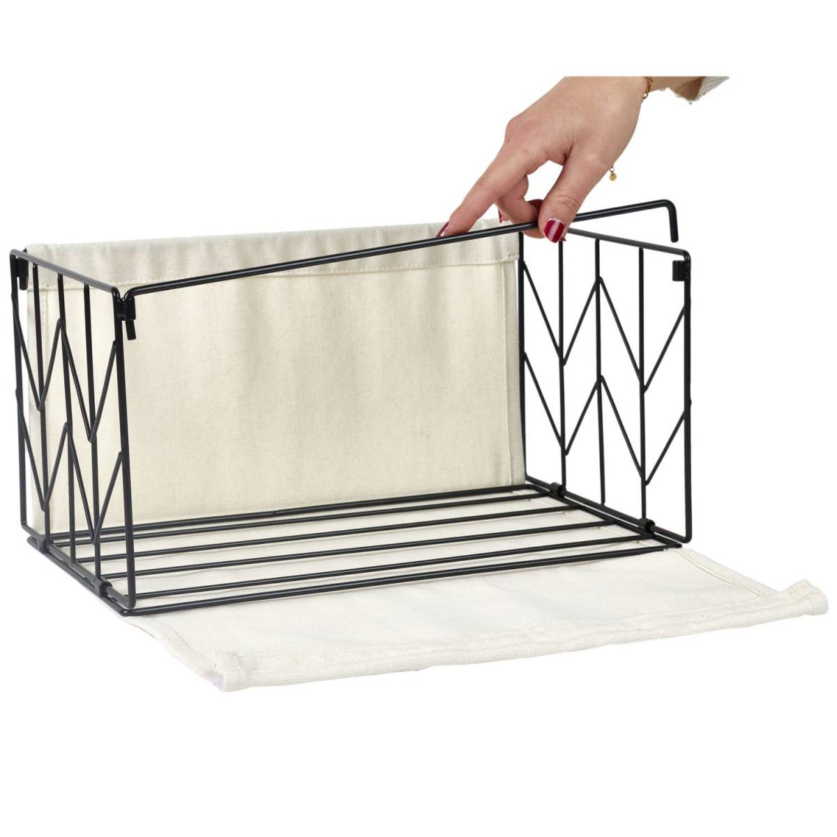 The Home Deco Factory - Bac de Rangement "Mon Petit Bazar" 38cm Noir - Image 3