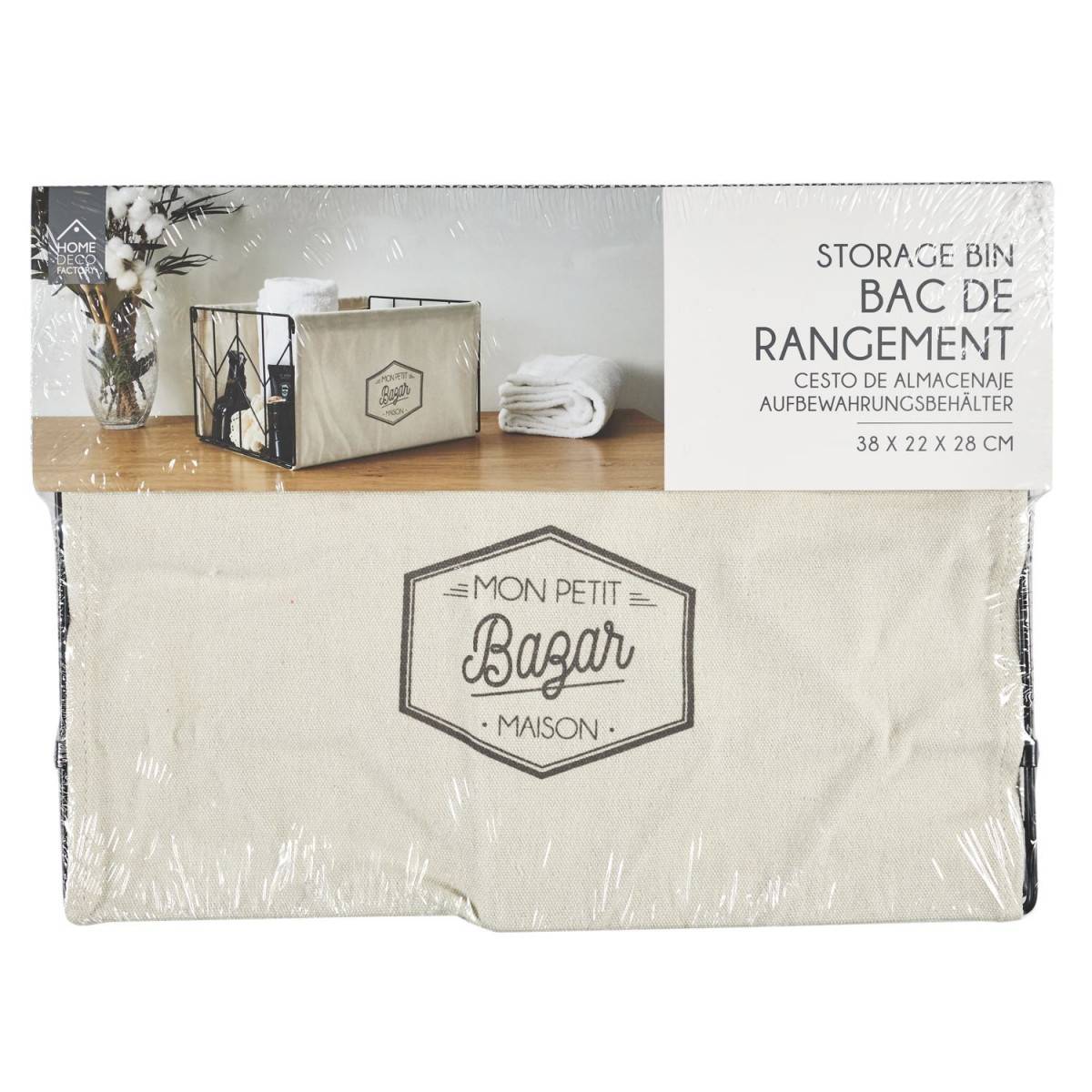The Home Deco Factory - Bac de Rangement "Mon Petit Bazar" 38cm Noir - Image 7