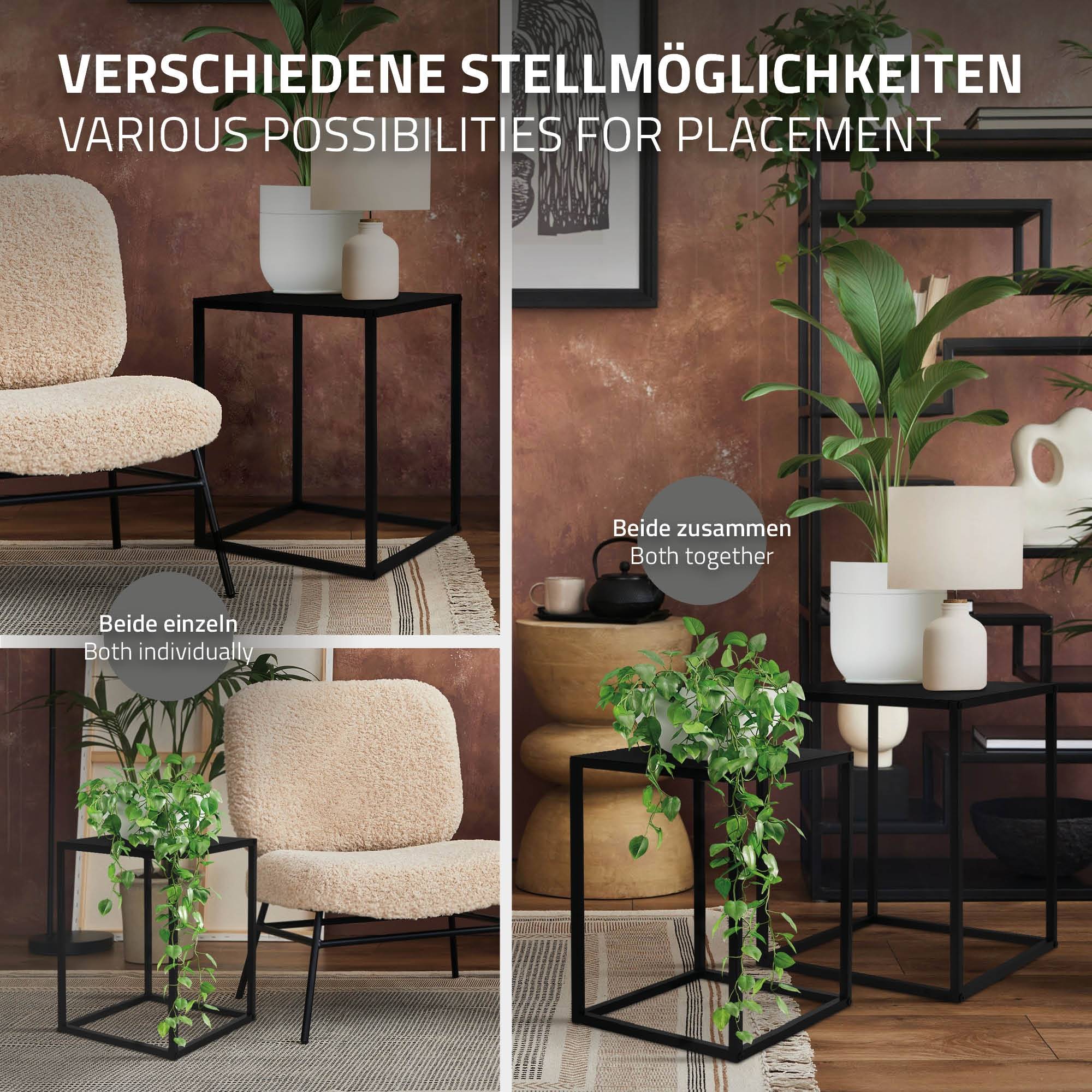 Ml-Design - Set 2x supports de fleurs moderne pot à plantes en métal noir tabouret à fleurs - Image 4