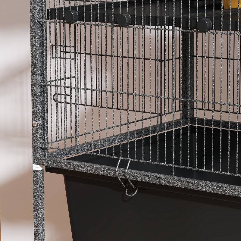 Cage Rongeurs Métal 5 Niveaux Hamac Roulettes 88x48x150cm Gris - ComfortXL Pet Living - Image 8
