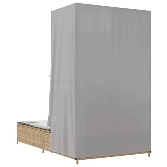 Transat Double Extérieur Poly Rotin Toit et Rideaux Beige – ComfortXL Outdoor Living - Image 6
