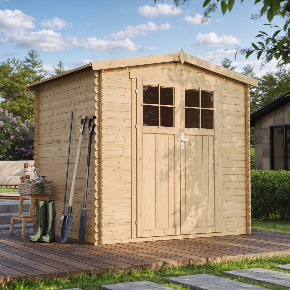 Timbela - Abri de jardin en bois  I236xL226xH218 cm/ 4,33 m² porte verrouillable de haute qualité - 19 mm d’épaisseur - Timbela M369F - Image 1