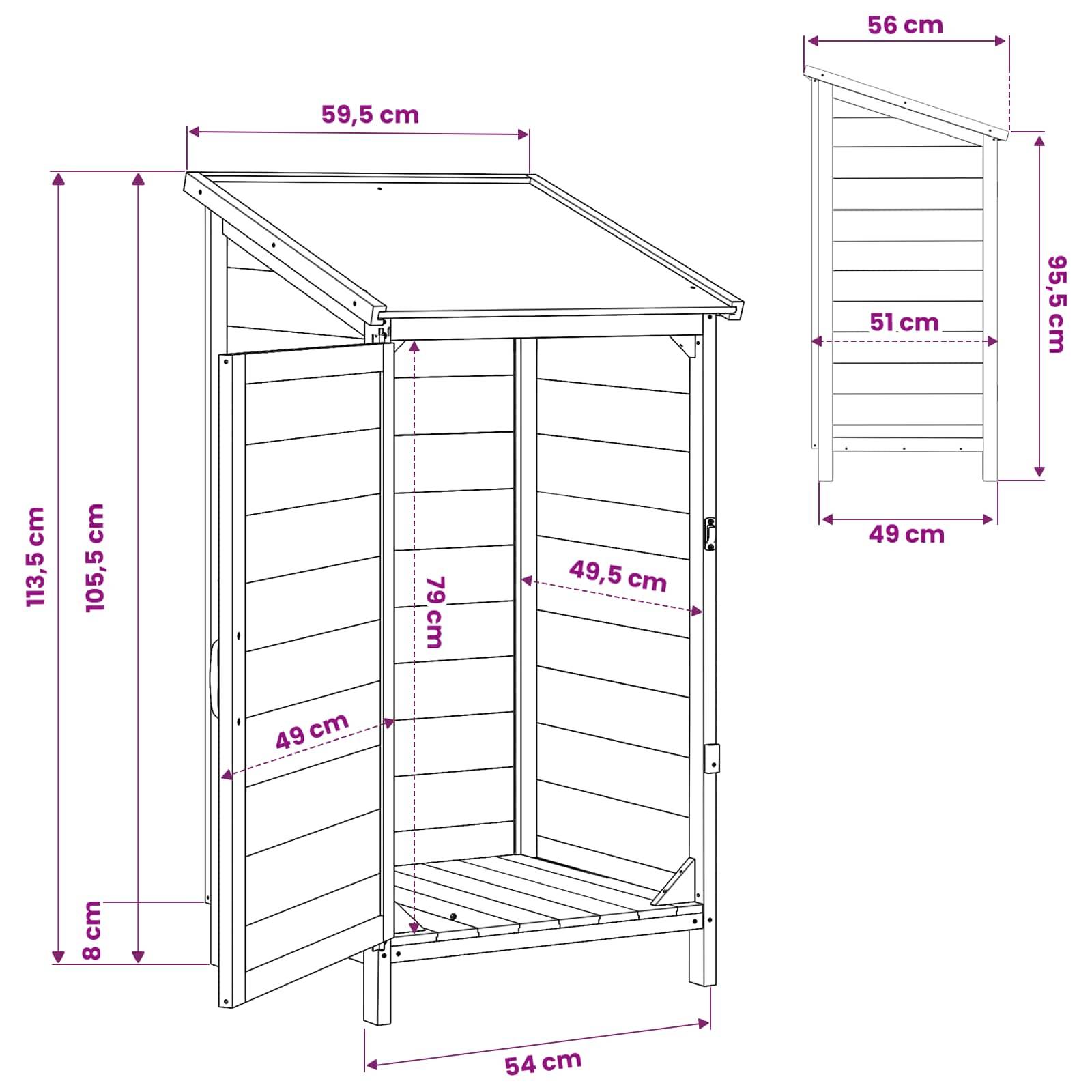 Vidaxl - Abri de jardin Gris 59,5 x 56 x 113,5 cm Bois d'ingénierie vidaXL 42033470 - Image 3