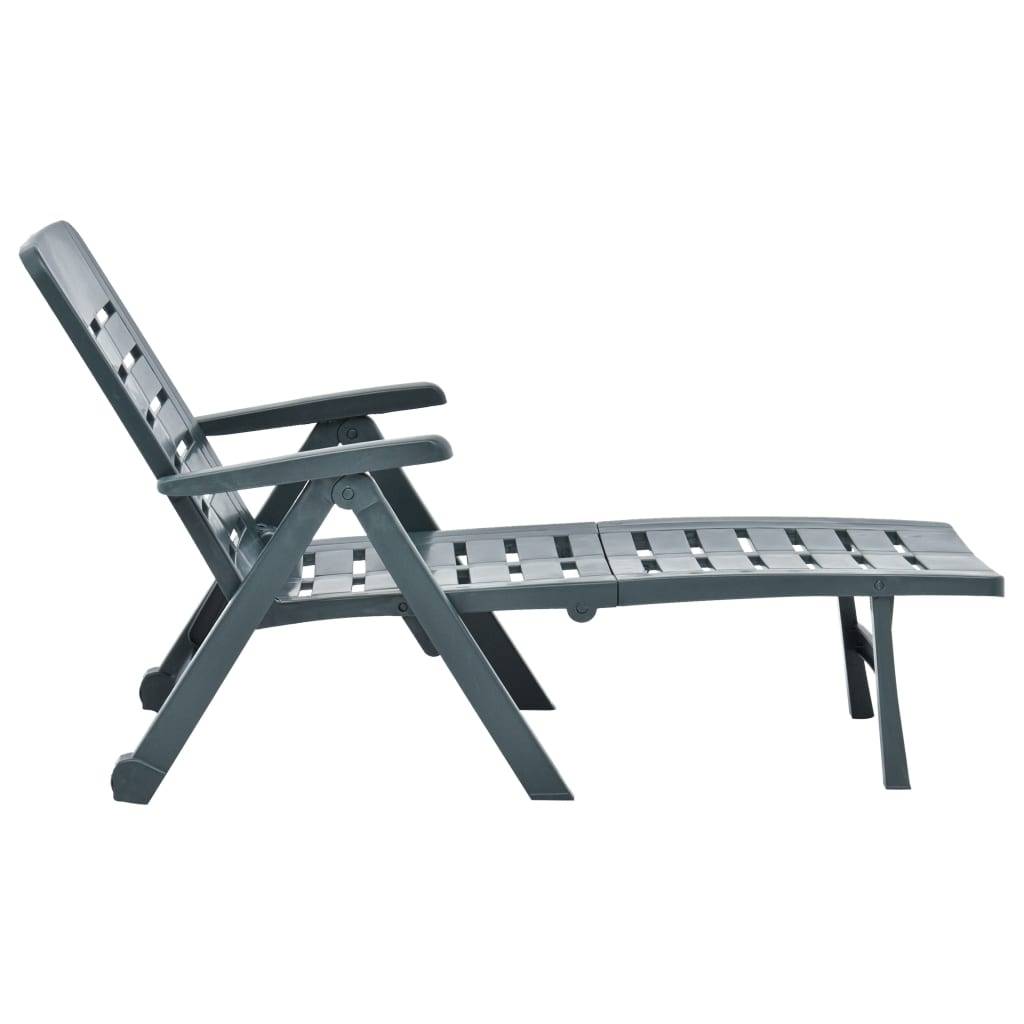 Bain de soleil pliable - Transat - Chaise longue Plastique Vert - MEUBLE PRO - Image 3