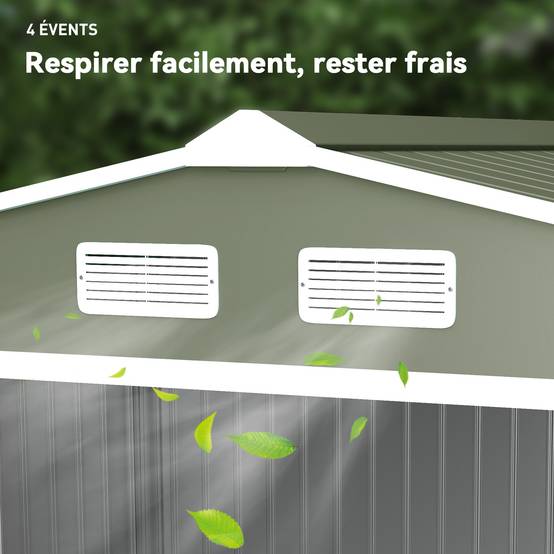 ComfortXL - Abri de jardin métal avec kit fondation rangement outils 277x195x192cm vert - ComfortXL Outdoor Living - Image 10