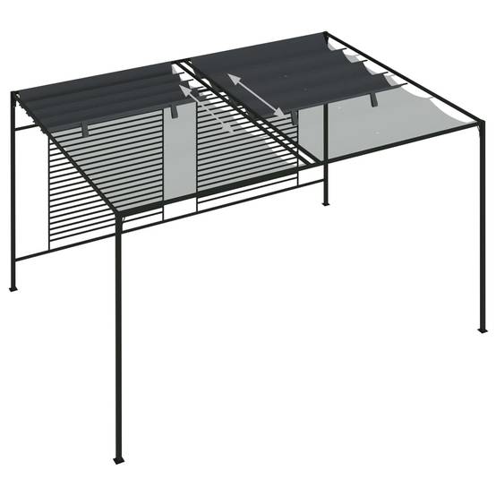 Pergola Jardin - Tonnelle de jardin - Belvédère avec auvent rétractable 4x3x2,3 m Anthracite 180 g/m² MI64 - Image 6