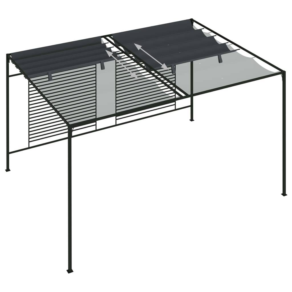 Pergola Jardin - Tonnelle de jardin - Belvédère avec auvent rétractable 4x3x2,3 m Anthracite 180 g/m² MI64 - Image 6