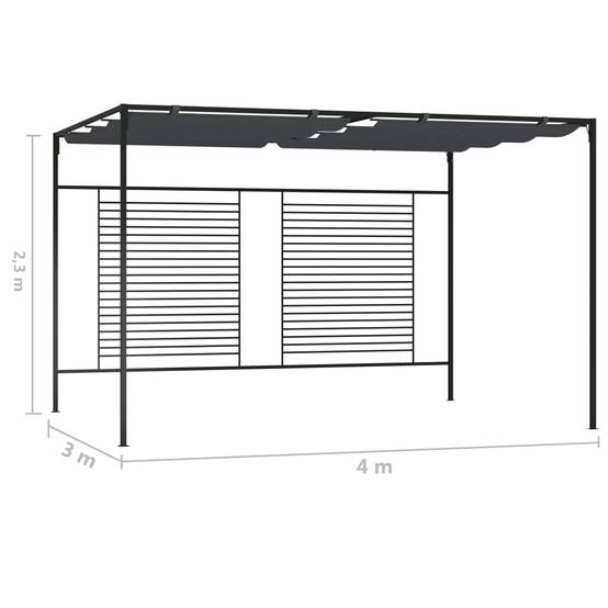 Pergola Jardin - Tonnelle de jardin - Belvédère avec auvent rétractable 4x3x2,3 m Anthracite 180 g/m² MI64 - Image 7
