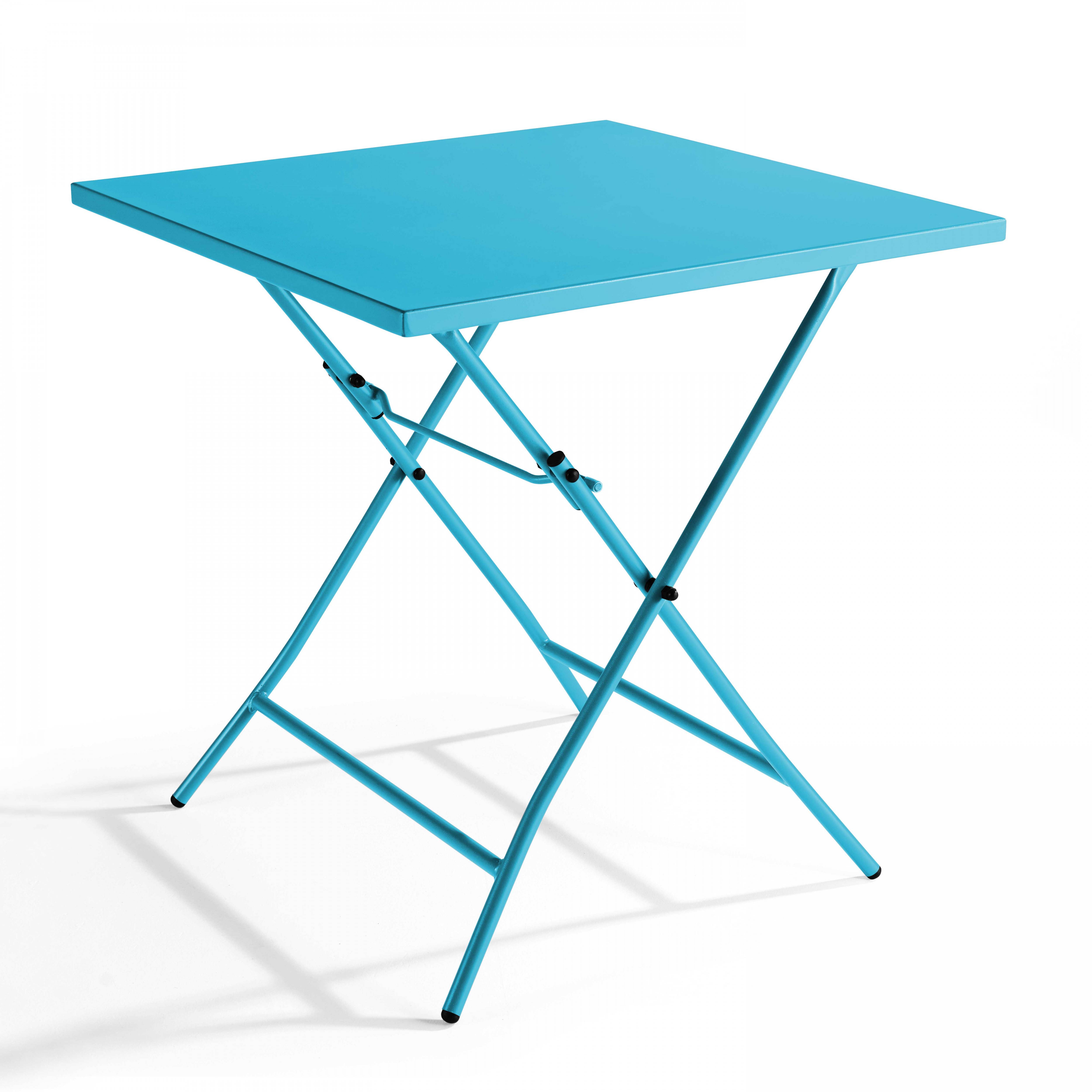 Oviala - Ensemble table de jardin pliante et 2 chaises acier bleu Palavas - Oviala - Image 2
