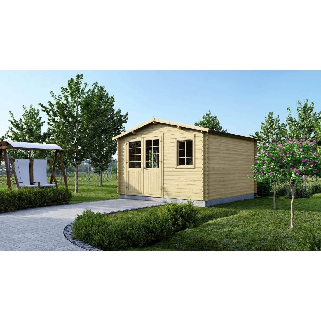 Altanka - Abri de jardin en bois - 16m2 - 4x4m - Ep. 40mm - Couleur: naturel - DOM611 - ALTANKA - Image 2